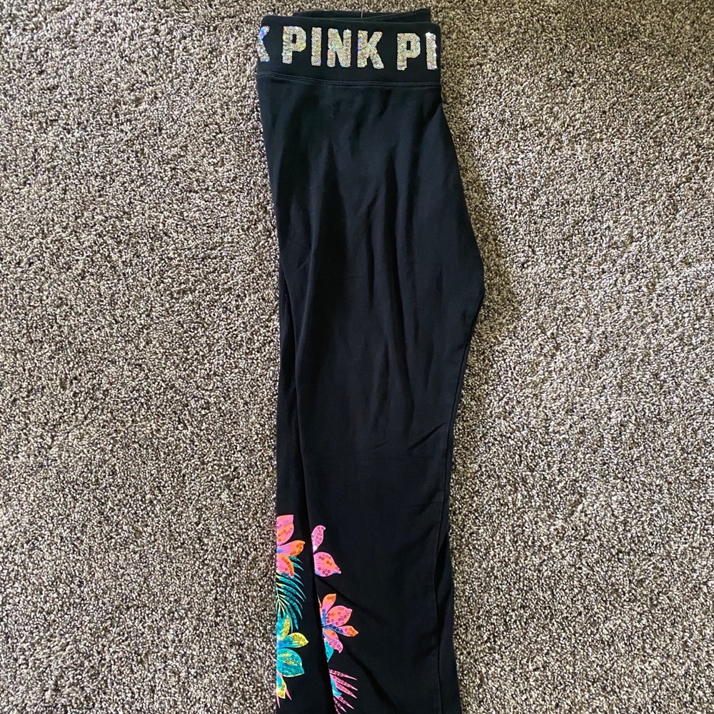 PINK Floral Leggings